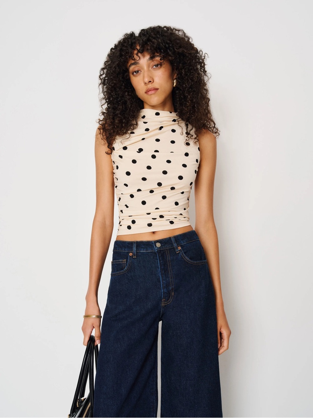 Reformation Cream Polka Dot Marlo Knit Top - Picture 2 of 6